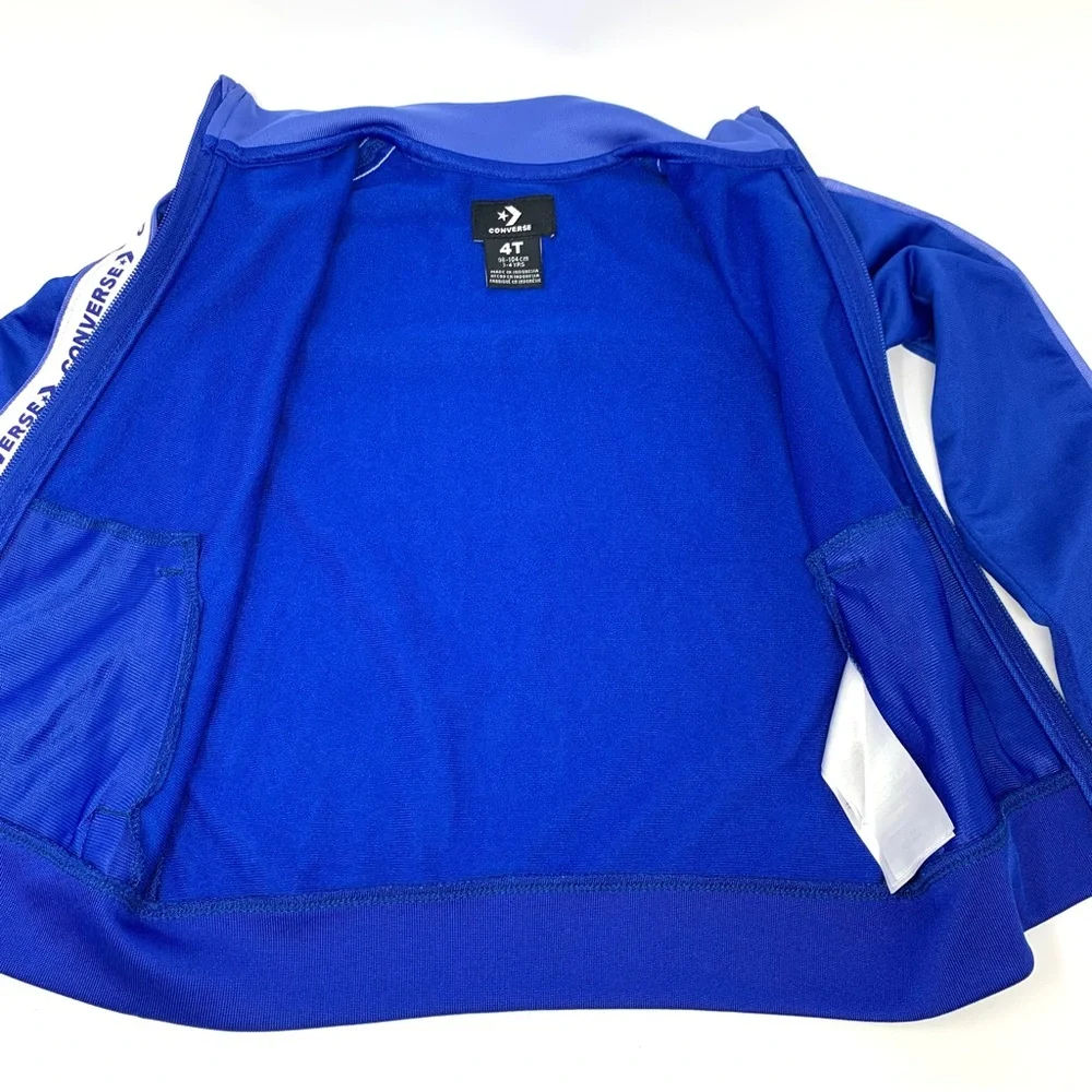 Converse royal Blue Logo Brand Athletic Zip Up Track Jacket Toddler size 4